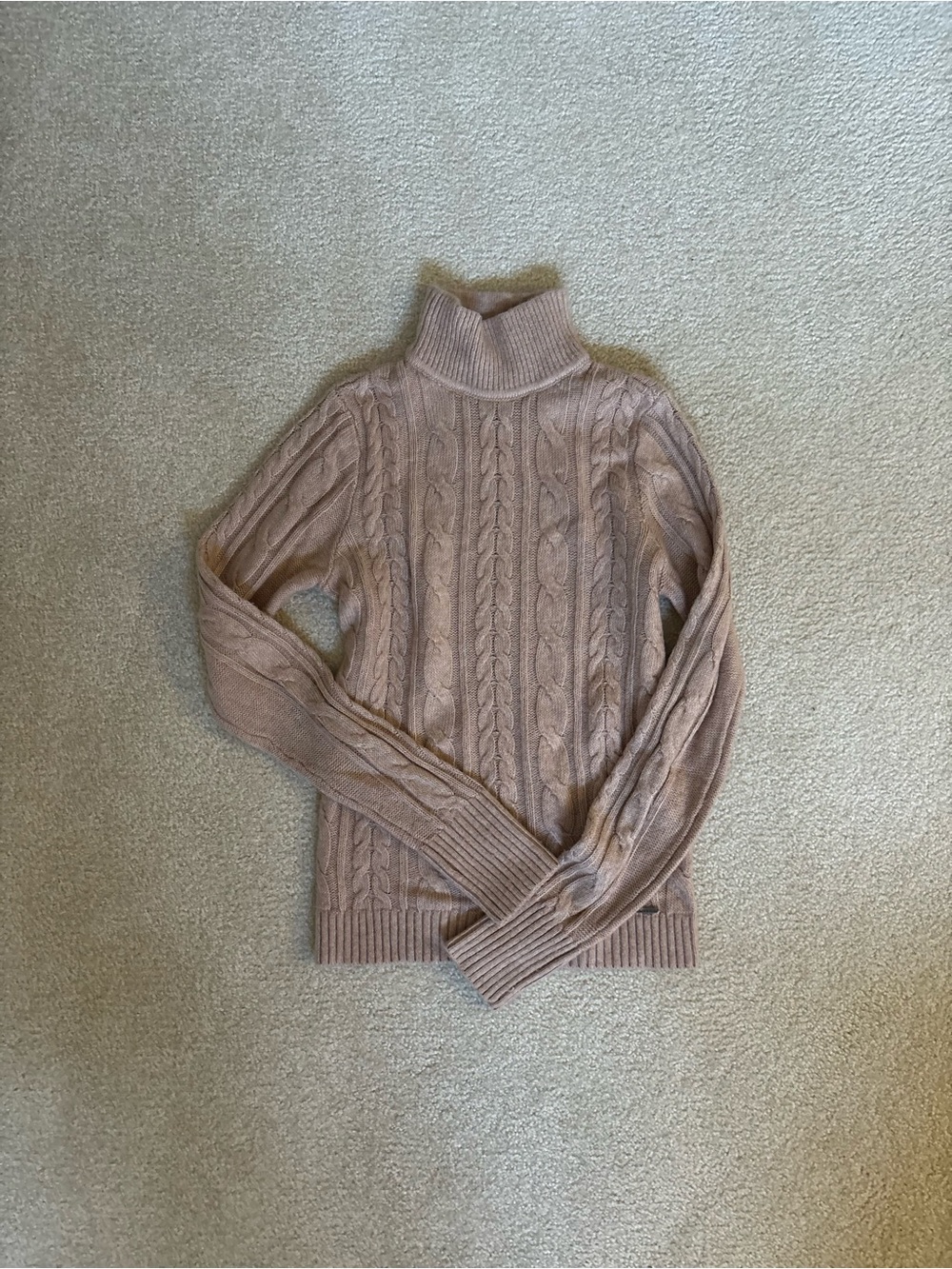 Turtleneck Cable Knit Sweater in Dusty Pink